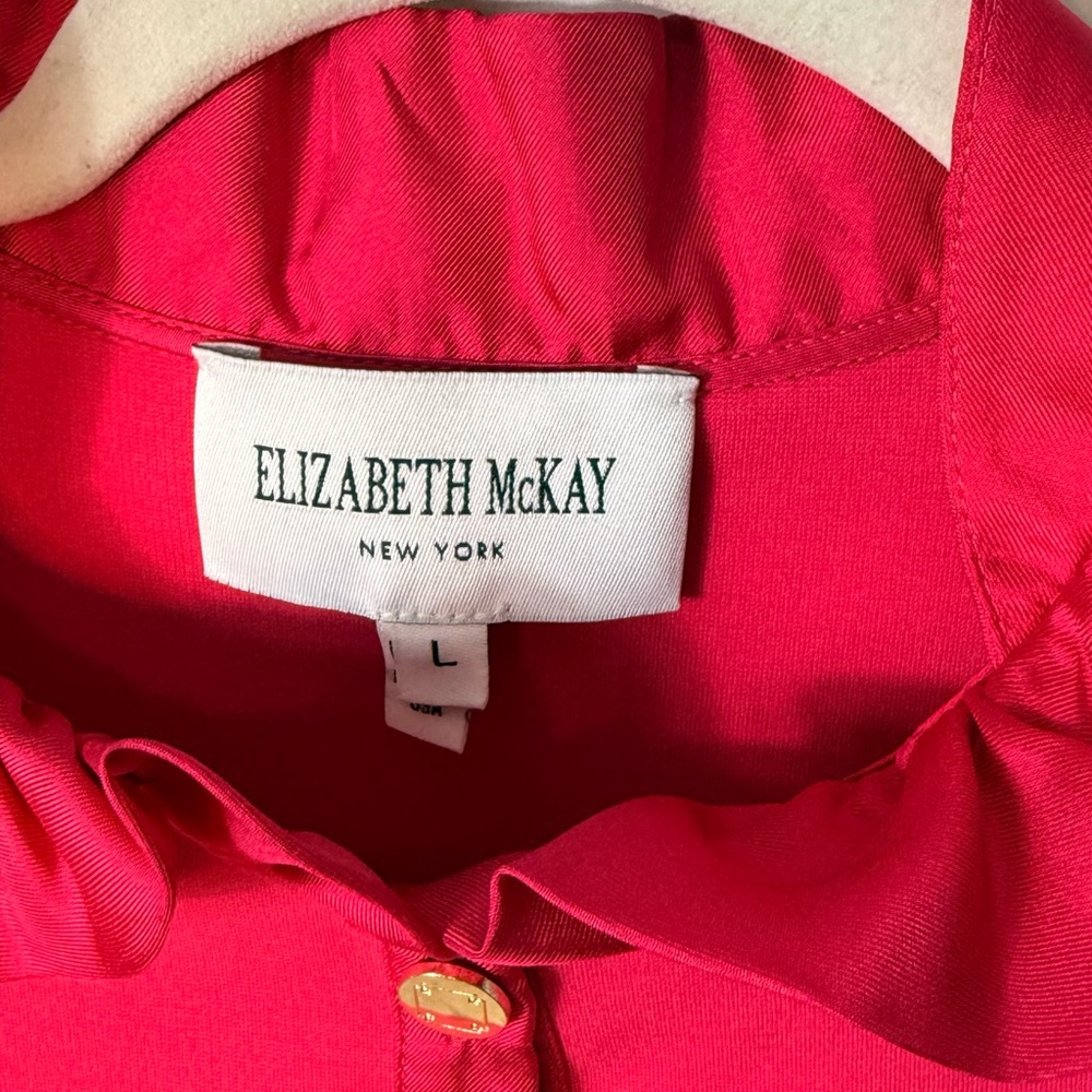 #647 Elizabeth McKay Susan Polo Ruffle Collar Shirt size L - Picture 4 of 10